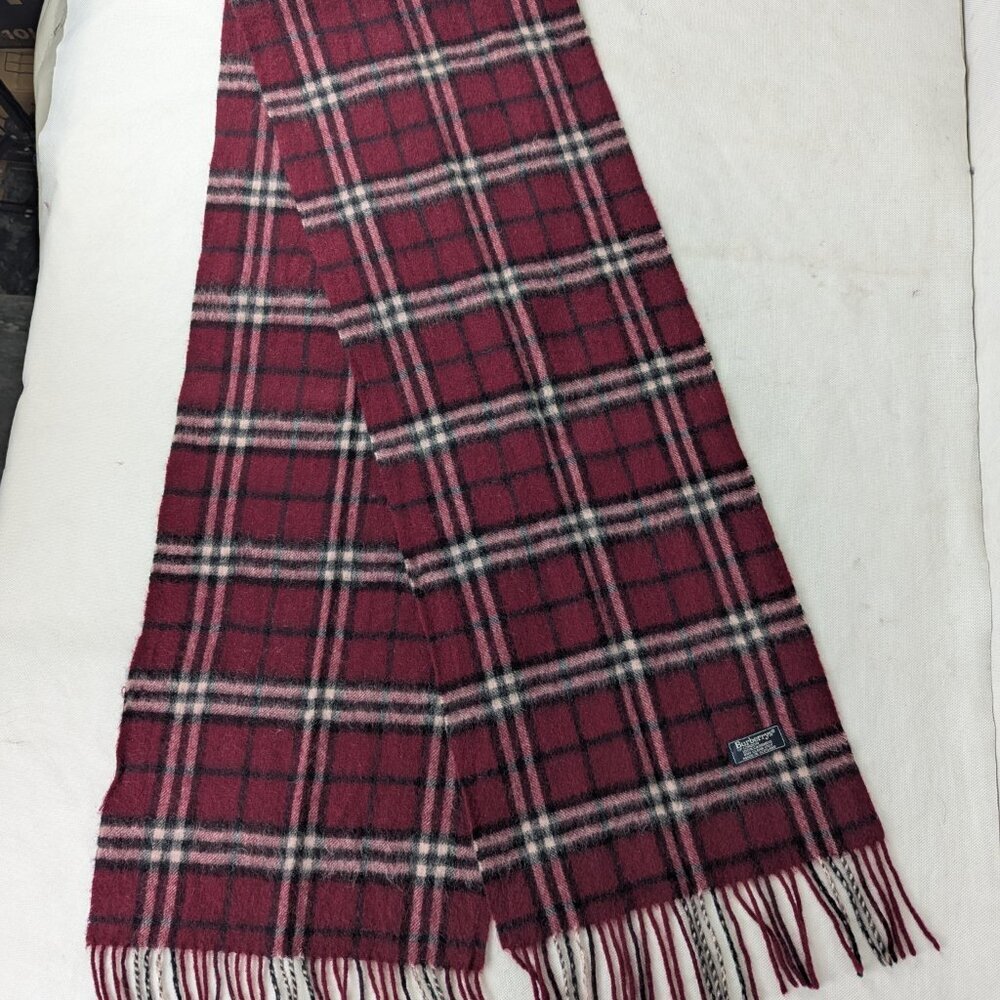 Burberry Nova Check Cashmere Scarf Maroon Unisex | Winter Style | Fast Ship